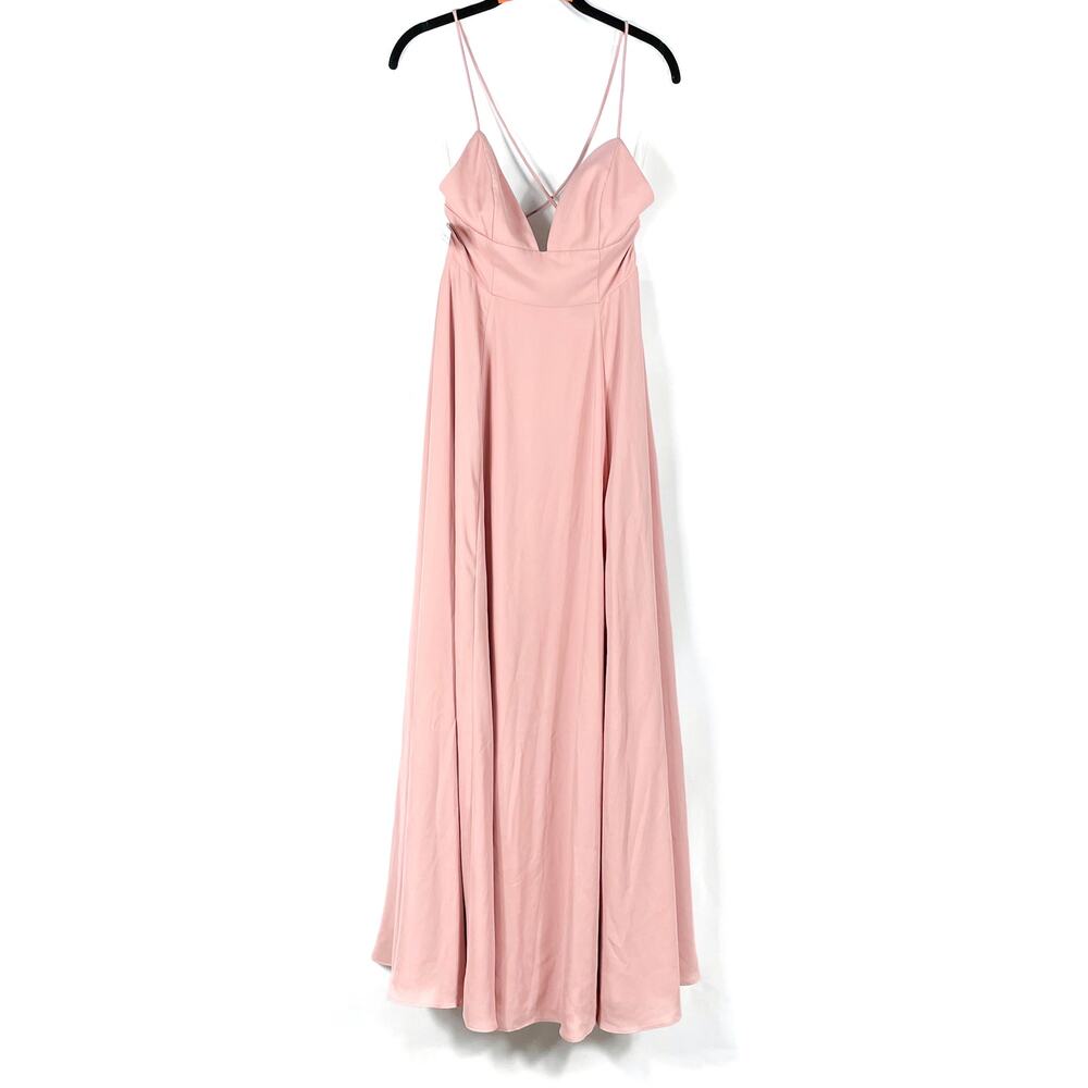 Fame & Partners‎ Pink Gown Open Criss Cross Back Sleeveless Maxi Dress Sz 4
